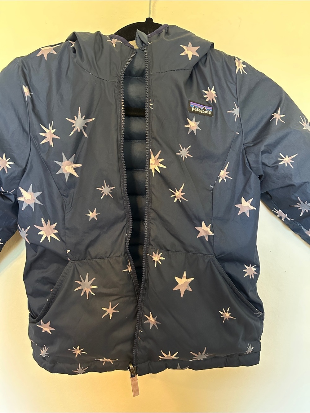 Patagonia Reversible Kids Navy Blue Puffer Jacket with Hood - Picture 3 of 5